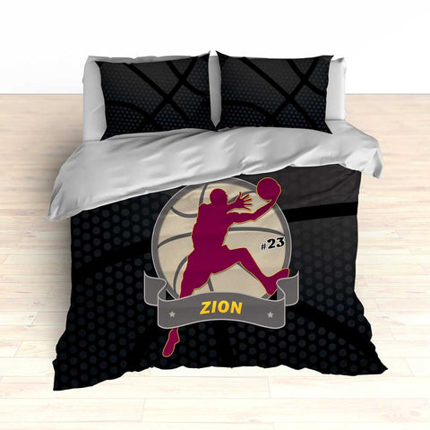 Basketball Bedding Black and Maroon - 2cooldesigns