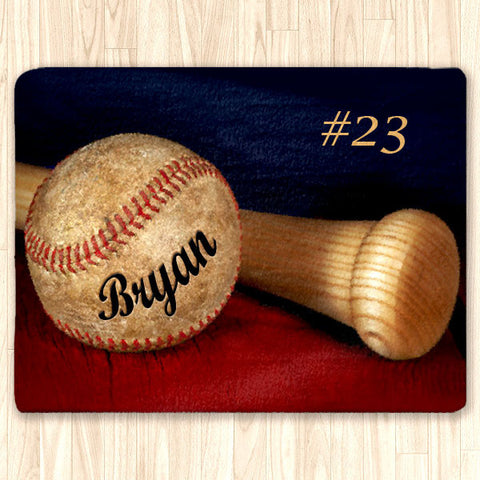 Custom Baseball Fuzzy Area Rug, Personalized, Blue - 2cooldesigns