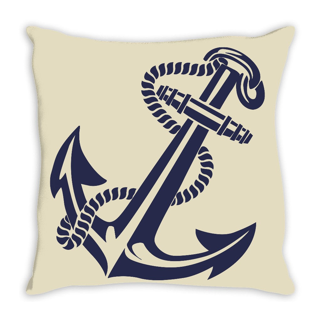 Nautical Anchor Throw Pillow Khaki - 2cooldesigns