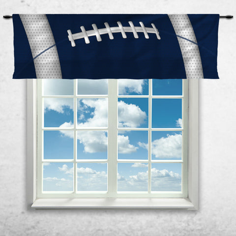 Football Team Colors Window Curtain or Valance, Blue Navy and White - 2cooldesigns