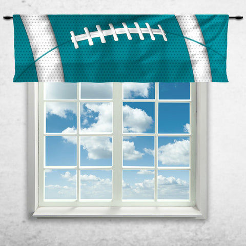 Football Team Colors Window Curtain or Valance, Orange and Teal - 2cooldesigns
