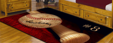 Custom Baseball Fuzzy Area Rug, Personalized, Orange - 2cooldesigns