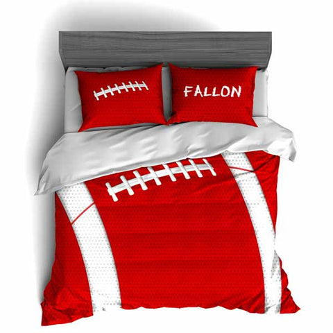 Personalized Football Team Colors Themed Bedding, Duvet or Comforter Sets, Red and Black - 2cooldesigns