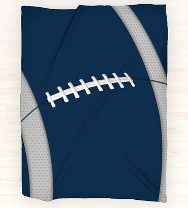 Personalized Fleece Blanket Throw - Football Throw Blanket - Team Colors - Navy, White, Grey - 2cooldesigns