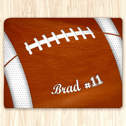 Custom Football Area Rug, Personalized, Team Colors, Blue and White - 2cooldesigns