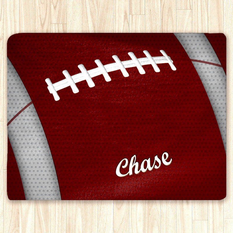 Custom Football Area Rug, Personalized, Team Colors, Crimson and White ...