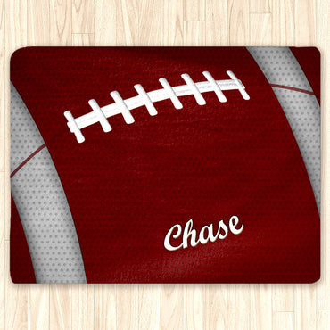 Custom Football Area Rug, Personalized, Team Colors, Crimson and White - 2cooldesigns