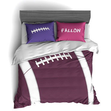 Personalized Football Team Colors Themed Bedding, Duvet or Comforter Sets, Purple and Pink - 2cooldesigns