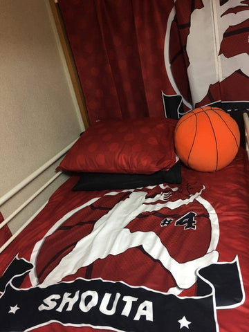 Personalized Basketball Bedding, Red Basketball Dots, Custom Duvet or Comforter - 2cooldesigns