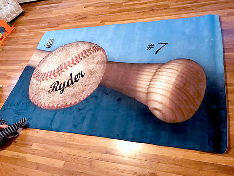Personalized Baseball Area Rug, Custom, Fuzzy Rug - 2cooldesigns