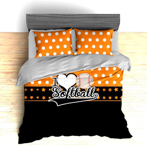 I Love Softball Theme Bedding, Duvet or Comforter Sets - 2cooldesigns
