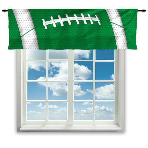 Football Team Colors Window Curtain or Valance, Green and White - 2cooldesigns
