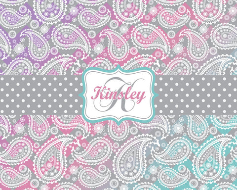 Paisley Pattern Fuzzy Area Rug, Personalized, Pink, Purple and Teal Ombre Design - 2cooldesigns