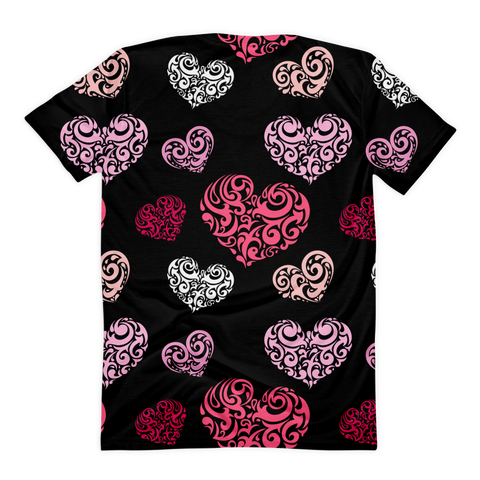 Abstract Hearts, All Over Print, Women's sublimation t-shirt - 2cooldesigns