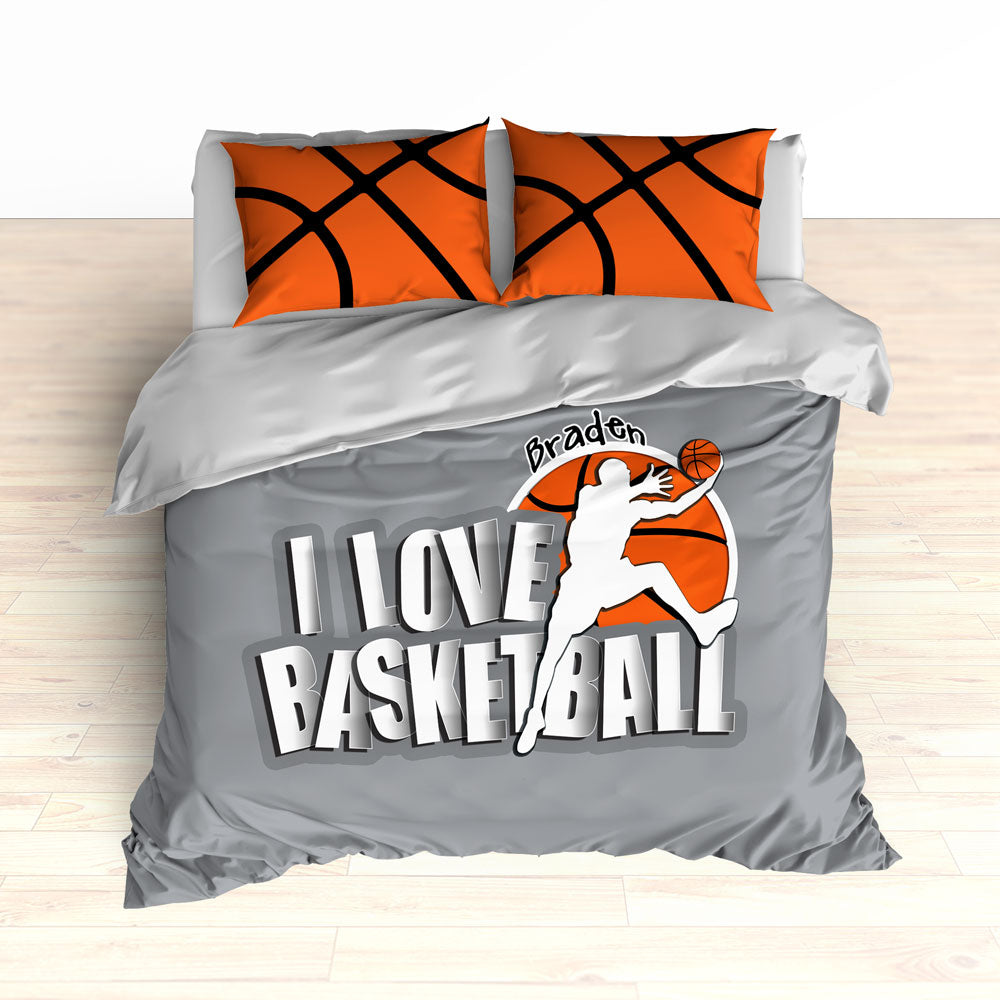Personalized Basketball Bedding, Grey, Custom - 2cooldesigns