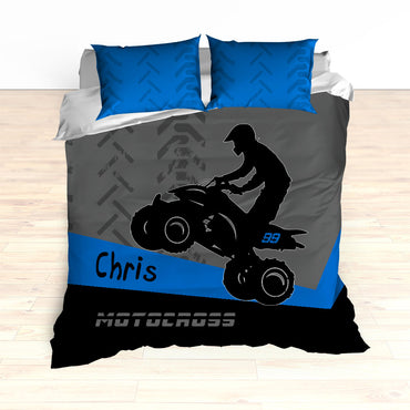 ATV Dirt Bike Quad Motocross Bedding Blue - 2cooldesigns