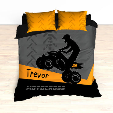 ATV Dirt Bike Quad Motocross Bedding Orange - 2cooldesigns