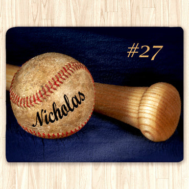 Custom Baseball Fuzzy Area Rug, Personalized, Blue - 2cooldesigns