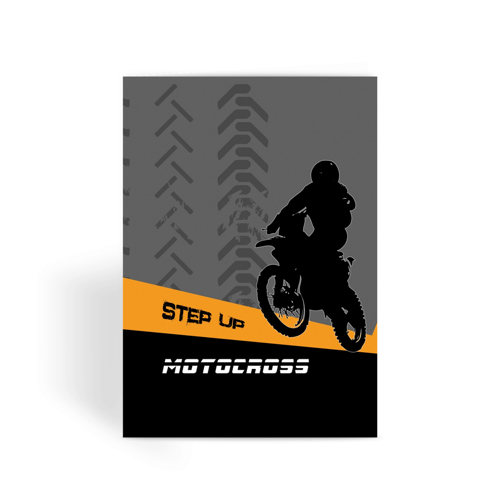 Motocross Orange and Black Greeting Card - 2cooldesigns