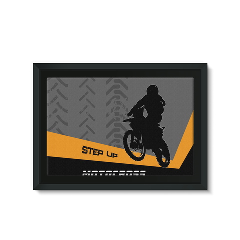 Motocross Orange and Black Framed Canvas - 2cooldesigns