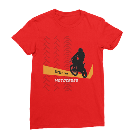 Motocross Orange and Black Women's Fine Jersey T-Shirt - 2cooldesigns