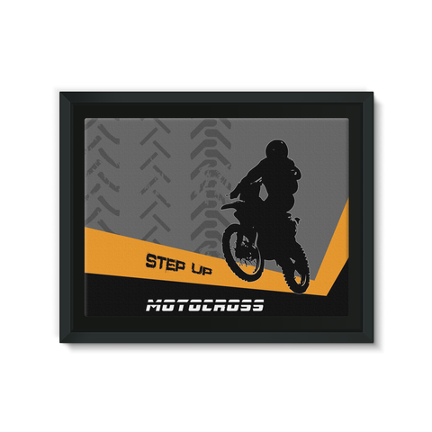 Motocross Orange and Black Framed EcoCanvas - 2cooldesigns