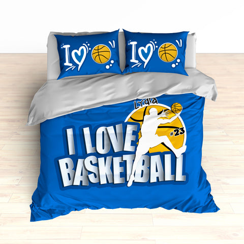 Custom Basketball Bedding, Personalized, I Love Basketball, Basketball Duvet or Comforter - 2cooldesigns
