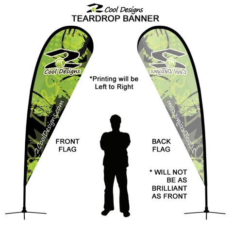 8' Teardrop Flying Banner with Stand - Printed with Your Design - 2cooldesigns