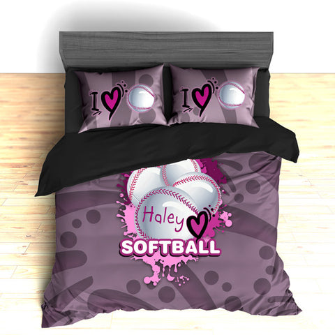 Softball Bedding, Duvet or Comforter Sets, Softball Design - 2cooldesigns