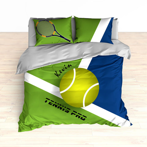 Tennis Bedding, Tennis Comforter, Tennis Duvet, Green, Blue, Personalized Kids bedding - 2cooldesigns