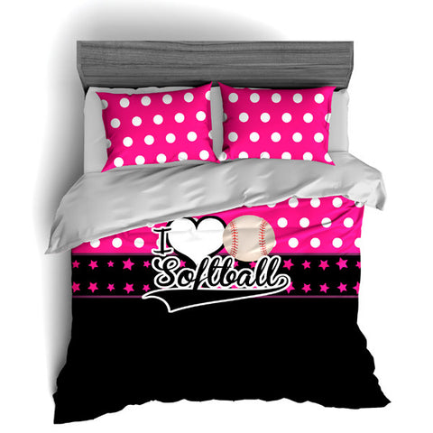 I Love Softball Theme Bedding, Duvet or Comforter Sets - 2cooldesigns