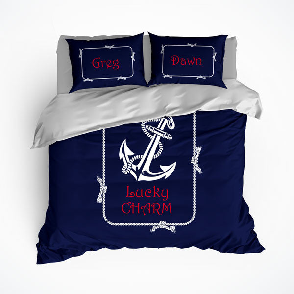 Feelyou Nautical Duvet Cover King Size - 100% Cotton Boat Print, Ocean Themed Bedding Set 3Pcs